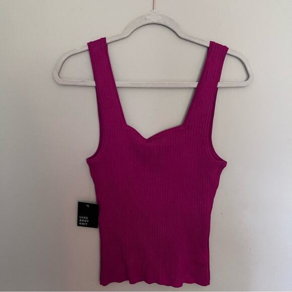 Avec Les Filles Tops - Avec Les Filles Luxe Body Knit Square Neckline Tank - Size Large